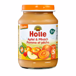 Holle Pomme et pêche, 190 g, Pomme, Pêche, Sans gluten