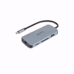 DICOTA D32062, USB Type-C, HDMI, RJ-45, USB 4 Type-A, USB Type-C, MicroSD (TransFlash), SD, Argent, Aluminium, 100 W