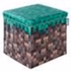Coffre à Jouet Pliant 2en1 - ROBA - Minecraft – Bloc dHerbe – 30 x 30 x 30 cm – Rangement et Siège pour Enfants