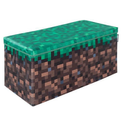 Coffre à Jouet Pliant 2en1 - ROBA - Minecraft – Bloc dHerbe – 60 x 30 x 30 cm – Rangement et Siège pour Enfants