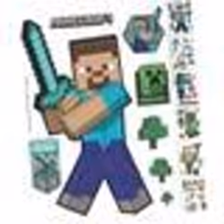 Lot de 6 Feuilles dAutocollants Muraux en Vinyle - ROBA - Minecraft +50 Stickers pour Chambre et Salle de Jeux