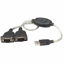 Manhattan 174947, Noir, 0,45 m, USB A, DB9, Mâle, Mâle