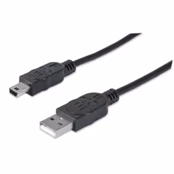 Manhattan 333375, 1,8 m, USB A, Mini-USB B, USB 2.0, Mâle/Mâle, Noir