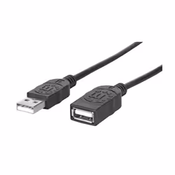 Manhattan 338653, 1,8 m, USB A, USB A, USB 2.0, Mâle/Femelle, Noir