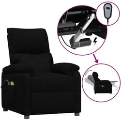 SKM Fauteuil de massage inclinable électrique Noir Tissu