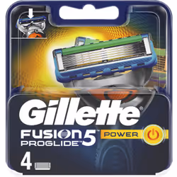 Gillette Fusion ProGlide Power, Hommes, Gillette, Fusion5 &amp; Fusion5 Power razors, Bleu, Argent, 4 pièce(s)