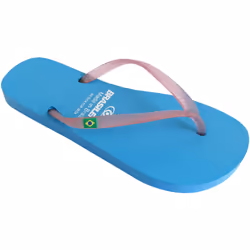 Tongs pour femme Brasileras de couleur bleu ciel et rose semelle en gomme