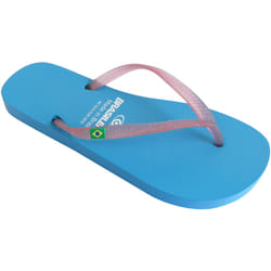 Tongs pour femme Brasileras de couleur bleu ciel et rose semelle en gomme