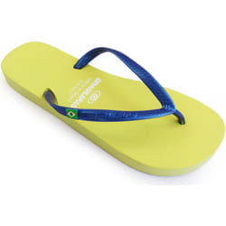 Tongs pour femme Brasileras de couleur jaune et bleu avec semelle en gomme