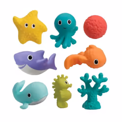 8 adorables compagnons arroseurs : requin, poisson, étoile de mer, pieuvre, hippocampe, baleine, corail, éponge de mer. Aux c ...