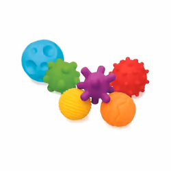 Lot de 6 balles en plastique souple de couleurs vives (bleu, vert, rouge, jaune, orange, parme) pour bébé a partir de 6 mois. ...