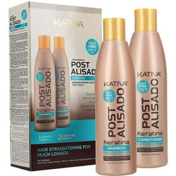 Kativa Post Alisado Kit Pour Cheveux Lissage Brésilien Shampooing et après-shampooing sans sel 250 ml