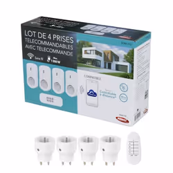Prises télécommandées - SEMAC - Kit de 4 prises - 1000W - Télécommande incluse - Utilisation intérieure