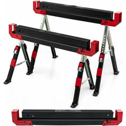 Costway - Lot de 2 Tréteaux Métalliques Robuste Stable, Pieds Antidérapants Ajustables Reglable 61,5 à 82,7 cm, Grand Support jusqu'à 1180kg Usage en