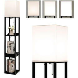 Costway - Lampadaire sur Pied Salon Moderne avec led E27 Variable de 5000K et 1 Port usb, Lampe Salon sur Pied 160cm 3 Étagères Ouvertes et 1 Tiroir,