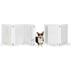 Costway - Extension Barriere de Securite Autoportante Verrouillable 6 Panneaux en Acier Inoxydable Pliable 80x61-366 cm, Barriere Chien Charnières à