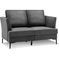 Costway - Canapé 2 Places Contemporain avec 2 Coussins Amovibles, Assise Large Profonde pour Salon, Appartement, Bureau, 141x80x72cm-Gris