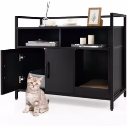 Caractéristiques : Le placard à double porte est unesolution idéale pour votre bac à litière pour chat 2 compartiments et un ...