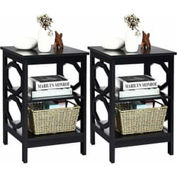 Lot de 2 Table de Chevet à 3 Niveaux, Table d'Appoint Chevet, Table Basse Simple et Contemporain, pour Chambre, Salon 40x40x61cm, Noir - Costway