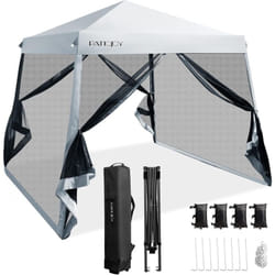 Tonnelle Pliante 3 m x 3 m Imperméable Protection UV/Tente Réglable en Hauteur avec Parois en Maille Sac de Transport pour Patio, Camping (Gris)