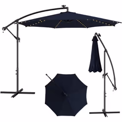 Description générale Notre parasol déporté solaire mesure 303 x 243,5 cm (Diam. x H), offrant une grande surface pour un ense ...