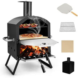 Costway - Four à Pizza Extérieur à 2 Couches Etagère du Milieu Amovible avec Pierre à Pizza,Grille , Pelle, Housse Etanche Cheminée
