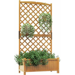 Costway - Jardinière avec Treillis en Bois de Sapin avec Trou de Drainage, Bac à Fleurs pour Plante Grimpante Vigne, Lit de Jardin Résistance aux