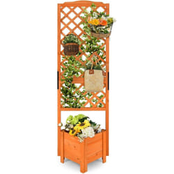Costway - Jardinière avec Treillis en Bois de Sapin avec Trou de Drainage, Bac à Fleurs pour Plante Grimpante Vigne, Lit de Jardin Résistance aux
