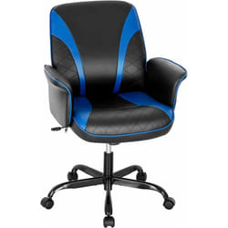 Chaise Gaming Cuir pvc, Siège Gamer Ergonomique Pivotant, Fauteuil de Bureau de Bascule, Réglable en Hauteur, Base en Métal Charge 150kg - Costway