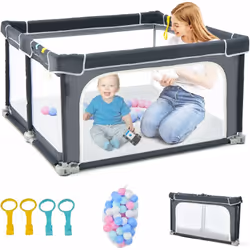 Description: Le parc de jeu fiable aide à garder vos bébés dans une zone sécurisée, ce qui libère vos mains. Ainsi, vous aure ...