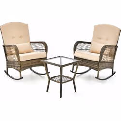 Description : Cet ensemble de 3 chaises à bascule d'extérieur soulagera efficacement votre fatigue. Composé de 2 chaises à ba ...