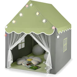 Costway - Tente de Jeux pour Enfants, Cabane Enfant avec Tapis Lavable, Tente Enfant Interieur avec Lumières Étoiles, Facile à Assembler, pour