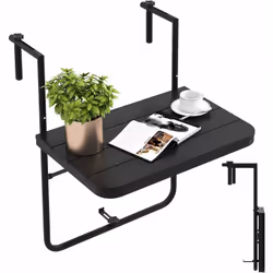 Description générale Créez un espace de rangement parfait dans votre espace limité avec notre table de balcon suspendue d'ext ...