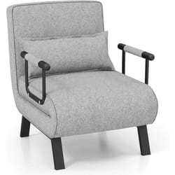 Costway - Fauteuil Convertible à Lit 1 Place, Fauteuil de Salon 4-en-1, Dossier Réglable en 6 Positions avec Oreiller Gris Clair