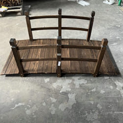 Costway - Pont de Jardin en Sapin Carbonisé Charge Maximale 180KG, Pont sur Étang 171x76,5x58,5CM avec des Garde-Corps de Sécurité, Décoration du