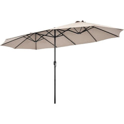 Parasol de Jardin Double xxl 470x280 cm 12 Côtes Manivelle Cadre Métal Toile Polyester 3 Trous d'Aération Poteau 48MM Beige - Costway