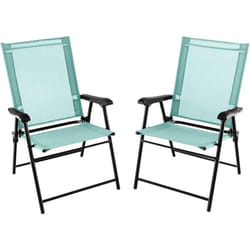 Lot de 2 Chaises de Jardin Pliables en Textilène Respirant Chaises de Camping avec Verrou de sécurité et Dossier Haut Vert - Costway