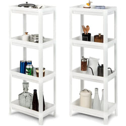Costway - Lot de 2 Étagère Rangement Mince à 4 Niveaux, Desserte Cuisine Compacte 4 Plateaux de Support avec Trous de Drainage, Étagère de Stockage