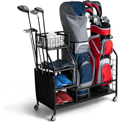 Costway - Support de Rangement pour Sac de Golf avec Roues Universelles Verrouillables, Organisateur de Stockage en Métal pour Accessoires Golf avec