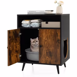 Description : Une maison privée et confortable pour vos chats ! Le meuble pour cache-litière pour chat caché offre un grand e ...