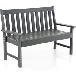 COSTWAY Banc de Jardin Exterieur en HDPE, Banc Extérieur Jardin 2 Places avec Dossier et Accoudoirs, Charge 320 KG, pour Parc, Cour, Plage,