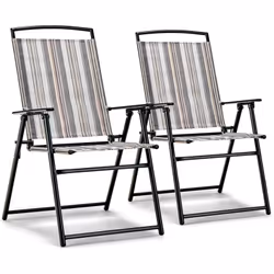 Description: Ensemble de 2 chaises de patio : Cet ensemble de 2 chaises de patio est fabriqué avec un tissu respirant et un c ...