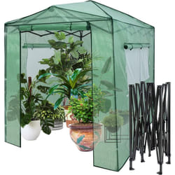 Costway - Serre de Jardin Portable avec 2 Larges Fenêtres Observation, Tente pour Plantes Porte Enroulable à Double Fermeture Éclair 180 x 250CM pour