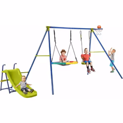 Description : Offrez à vos enfants une enfance inoubliable avec cette balançoire de jardin ! Composé d’un toboggan, une balan ...