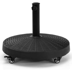 Costway - Pied de Parasol sur roulettes φ52CM 23KG, Socle Parasol Extérieur en Résine avec Bouton Rotatif, Résistant aux Intempéries, pour Poteaux de