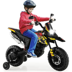 Costway - Aprilia Moto Électrique pour Enfants 3-8 Ans avec Musique & Lumière, Voiture Électrique Enfants avec 2 Roues d'Entraînement, Vitesse 5,5-6