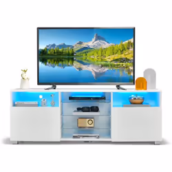 Description: Ce meuble TV à LED bien conçu animera votre espace de vie! La bande lumineuse à LED multicolore dispose de 22 mo ...