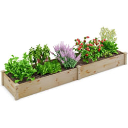 Costway - Jardinière Surélevée Rectangulaire en Bois de Sapin Base Ouverte 240x60x25CM, Lit de Jardin Facile à Assembler pour Culture Fruits Légumes,