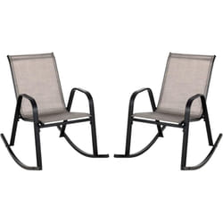 Chaise de Jardin à Bascule Lot de 2, Fauteuil à Bascule avec Accoudoirs, Cadre en Métal, Rocking Chair Ergonomique pour Jardin, Piscine, 91 x 62 x 86