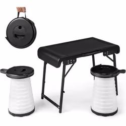 Description : Partenaire parfait pour vos activités de plein air ! Notre ensemble de chaises et de table pliantes en 3 pièces ...